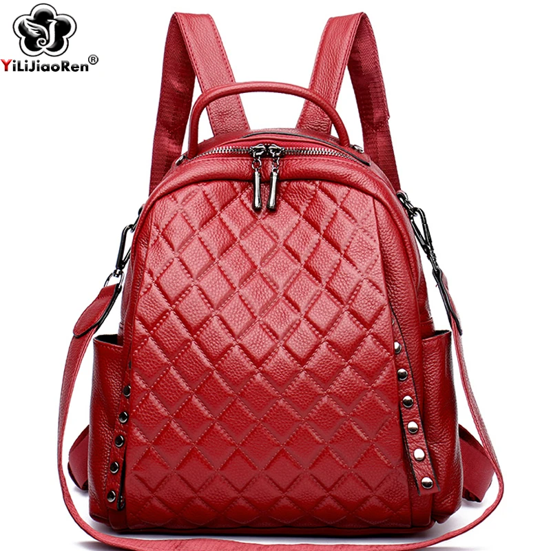 Luxury Bags Leather - Echtes Leder Rucksack Frauen Schulter Tasche
