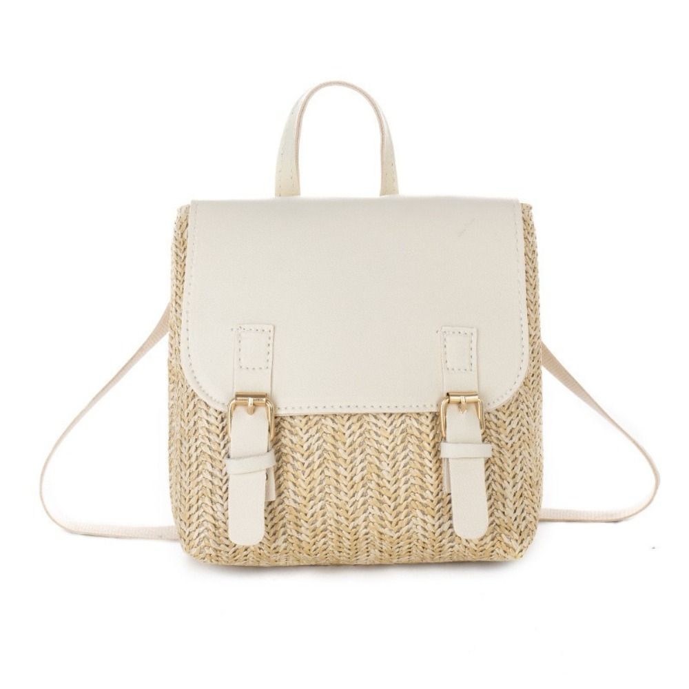 Luxury Bags Leather - Vielseitige Tasche PU-Leder Stroh-Rucksack Retro-Design Eleganter